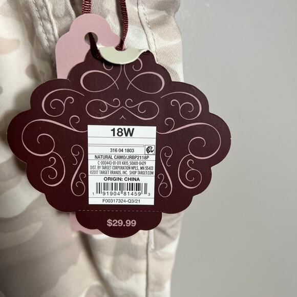 NWT Knox Rose Natural Camo Mid-Rise Ankle Skinny Pant Twill Size 18W - Picture 9 of 14